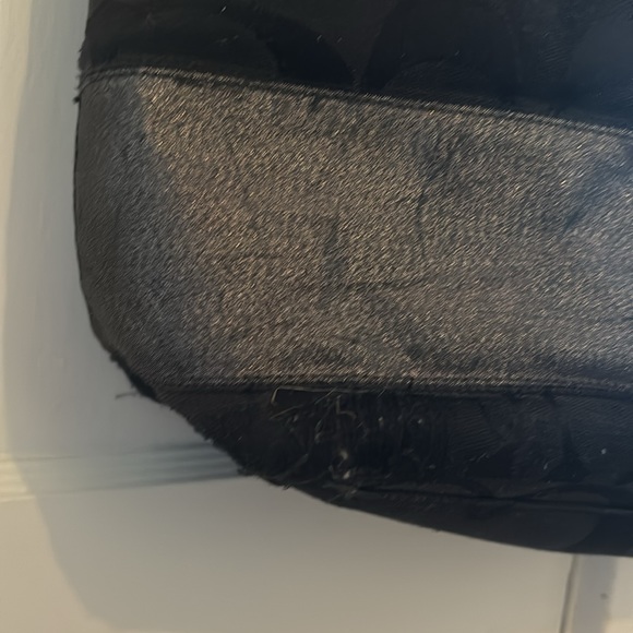 Loved Coach Tote Monogram Signature Stripe Big Shoulder Bag: Black Silver - Picture 7 of 16